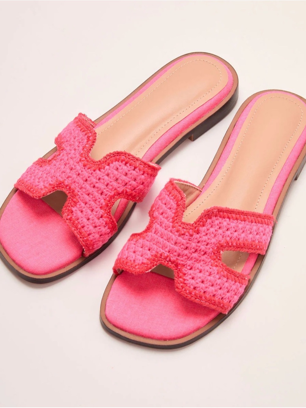 Vici Pink Red Island Luxe Crochet Slide Sandals Travel Resort Summer Club Sun
